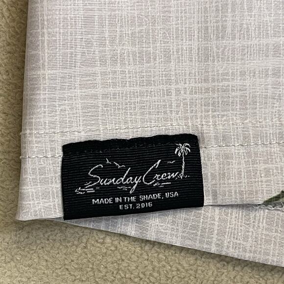 Sunday‎ Crew Polo Shirt Mens XL Cream Pal Tree Golf Performance Stretch UPF 50+ - Picture 6 of 9